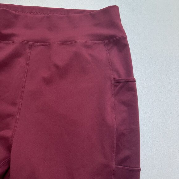 Pop Fit High‎ Waist Plus Size Leggings Size 3XL Burgundy Black Mesh - Picture 3 of 5